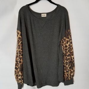 🍂New for Fall🍂 Waffle Knit Animal Print Top